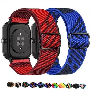 Ремешок для часов 20 мм/22 мм для Amazfit GTS 2 2e/GTS Mini/Bip/Biplite, регулируемый эластичный нейлоновый браслет-ремешок для часов Samsung Galaxy Watch/HUAWEI Watch Band 20mm
