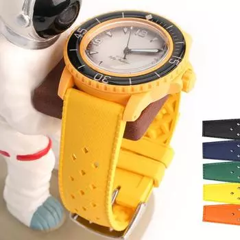 Ремешок для часов 20 мм 22 мм, спортивный ремешок для дайвинга для Seiko Omega Seamaster 300 Longines FKM, браслет из фторокаучука, браслет для Blancpain X Swatch 20mm