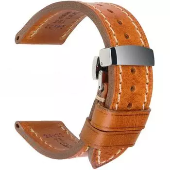 Ремешок для часов 20 мм, 22 мм, 24 мм, винтажный ремешок из натуральной кожи с застежкой-бабочкой для Panerai Mido Tissot Seiko 21mm