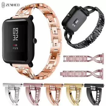 Ремешок для часов 20 мм 22 мм со стразами для Huami Amazfit Bip Lite GTS GTR 4//3/2, ремешок для умных часов для Samsung Galaxy Watch 42 мм 46 мм 22mm