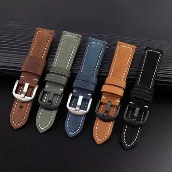 Ремешок для часов 20 мм, ремешок для часов из мягкой яловой кожи, браслет, браслет для женщин и мужчин, быстросъемный 20mm серебряный/чёрный