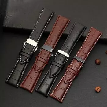 Ремешок для часов 22-28 мм, большая ширина, черный, коричневый, мужской ремешок для часов из натуральной кожи аллигатора 18mm