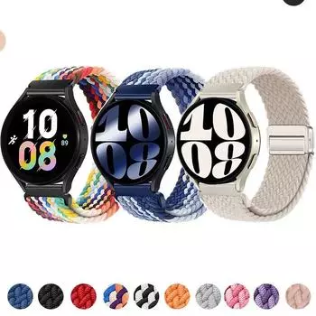 Ремешок для часов 22 мм/20 мм для часов Samsung Galaxy 6/5/4/3/Classic/46 мм/42 мм нейлоновый плетеный магнитный браслет Active 2 Huawei GT3 2 pro Band 22mm