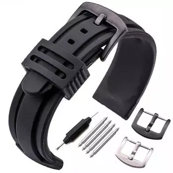 Ремешок для часов 22 мм 24 мм, силиконовый ремешок для часов, спортивный мягкий резиновый ремешок для дайвинга, ремешки для часов, браслет с пряжкой из нержавеющей стали, аксессуары 20mm