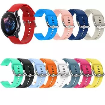 Ремешок для часов 22 мм, мягкий силиконовый водонепроницаемый умный ремешок для часов, браслет-ремешок для Amazfit GTR 3/GTR 3 Pro чёрный