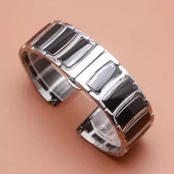 Ремешок для часов Браслет Черный Керамический Серебристый Сплошное звено Нержавеющие Часы Аксессуары Бизнес Мужские Наручные Часы Ремешок 18 ММ 20 ММ 22 ММ