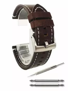 Ремешок для часов Calum Watch Premium Leather из натуральной кожи, 18 мм, 19 мм, 20 мм, 21 мм, 22 мм. Инструкции по замене включены. (18 мм, темно-коричневый)