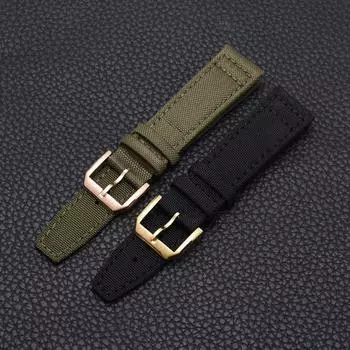 Ремешок для часов Canvas 20-22 мм Мужской сменный ремень для аксессуаров для часов 20mm серебряный/зелёный