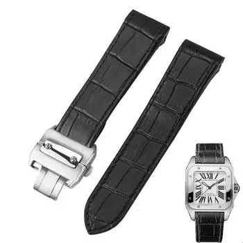Ремешок для часов Cartier Santos 100, 20 мм, 23 мм, для мужчин и женщин, высококачественные кожаные ремни, складная пряжка, ремешок для часов из натуральной кожи