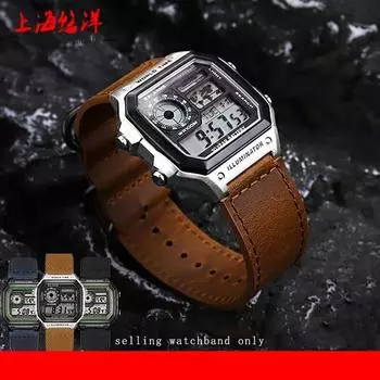 Ремешок для часов Casio, небольшой квадратный ремешок AE1200/AE-1300/F-108/W-216, винтажные кожаные часы с браслетом 18 мм, аксессуар-браслет 18mm