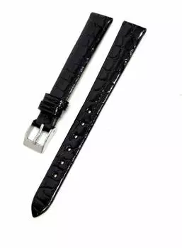 Ремешок для часов CASSIS Alligator RIOM блестящий 12 мм черный с инструментами для замены D0000B68019012M (крокодиловая кожа) чёрный