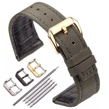 Ремешок для часов Черный Зеленый Синий Браслет Нейлоновый Холщовый Кожаный Ремешок Для Часов 20 мм 21 мм 22 мм Спортивный Удобный Ремешок Для Часов С Застежкой 21mm