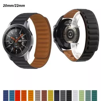 Ремешок для часов для Huawei Watch GT 3 2 Pro 46 мм 42 мм Buds Band For Honor Magic Watch 2 GS 3 Pro Смарт-браслет Силиконовый браслет с магнитной петлей Strap width 20mm темно-синий