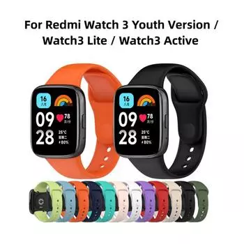 Ремешок для часов Для Redmi Watch 3 Молодежная версия / Watch3 Lite / Watch3 Активный ремешок на запястье Премиум ТПУ Фитнес-трекер Ремешок для часов Watch3 Active чёрный