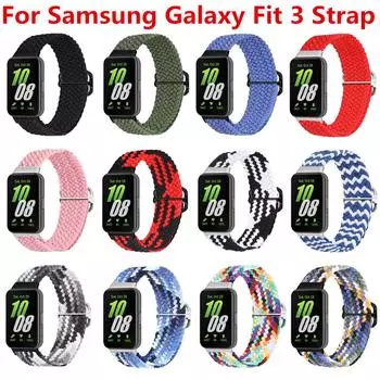Ремешок для часов для Samsung Galaxy Fit 3, эластичный нейлоновый ремешок, сменный браслет для Galaxy Fit 3, аксессуары Correa For Samsung Galaxy Fit 3 чёрный