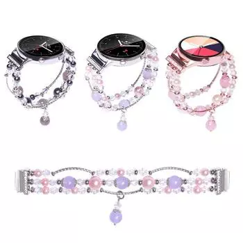 Ремешок для часов для Samsung Galaxy Watch 4 Active 2, ремешок 44 мм, 40 мм, ювелирные изделия, бусины 20 мм, женский браслет для Gear Sport, Huawei GT 2, 42 мм 20mm фиолетовый