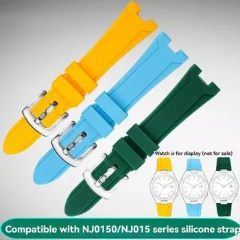 Ремешок для часов для серии Citizen ME NJ0150/0151/0158 Модифицированная версия резинового силиконового ремешка для часов желто-зеленого небесно-голубого вогнутого суставного ремешка 0mm