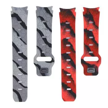 Ремешок для часов, двухцветный, с потрескавшимся футбольным узором, сменный ремешок для Galaxy Watch 6 5 4 Black and Gray Camouflage