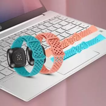 Ремешок для часов Дышащий, защищенный от пота, с отверстиями, спортивный ремешок для часов для Fitbit Versa 3/Sense Large