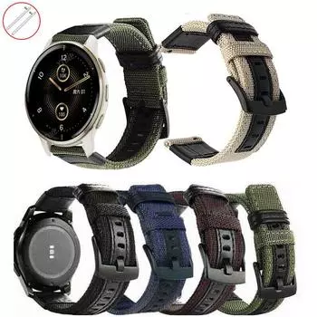 Ремешок для часов Garmin для Venu 2 Plus, ремешок для умных часов 18, 20, 22 мм, нейлоновый кожаный ремешок, женский браслет Venu 2 2S SQ, ремешок на запястье, ремень Correa 20mm