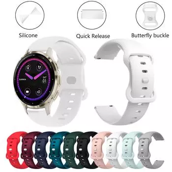 Ремешок для часов Garmin Venu 3S, длина 18 мм, спортивный силиконовый браслет с пряжкой-бабочкой для Garmin Forerunner 255S 265S Band For Garmin Venu 3S белый
