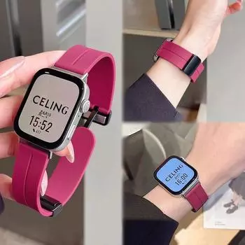 Ремешок для часов Huawei Fit 3/2/1 Магнитный силиконовый складной ремешок для смарт-часов спортивный модный браслет Huawei Fit 3 ярко-розовый