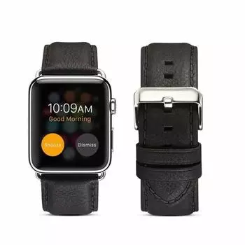 Ремешок для часов IWatch 38/40/42/44 мм из натуральной кожи, роскошные автомобили, цветной ремешок для часов серии 1, 2, 3, 4, 5, 6 SE, ремешок 38mm чёрный