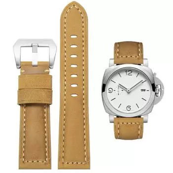 Ремешок для часов из кожи Panerai, ремешок для часов 22 мм, 24 мм, 26 мм, ремешок из натуральной кожи, ремешок для часов из кожи, сшитый вручную в стиле ретро с