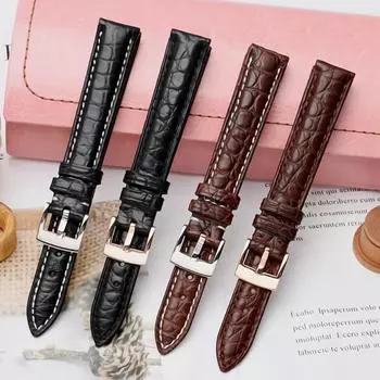 Ремешок для часов из крокодиловой кожи, маленький женский ремешок для часов 14, 15, 16, 17 мм, ремешок для часов с застежкой 12mm