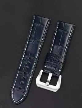 Ремешок для часов из крокодиловой кожи, мужской браслет-браслет из бамбука, ремешок для часов из крокодиловой кожи 22 мм 24 мм 22mm синий