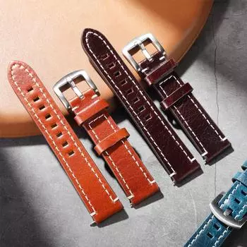 Ремешок для часов из натуральной кожи, 5 цветов, 20 мм, 22 мм, сменный браслет из воловьей кожи, аксессуары для мужчин 20mm
