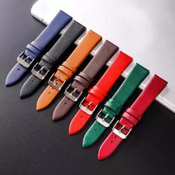 Ремешок для часов из натуральной кожи 12–22 мм, стальная пряжка, сменный браслет на наручный ремень 12mm