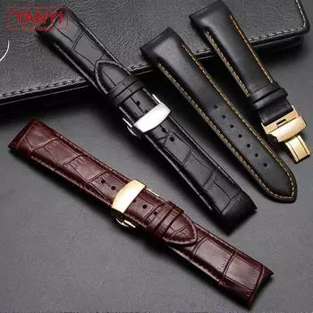 Ремешок для часов из натуральной кожи 22 мм, 23 мм, 24 мм для Tissot T035.407A T035.617A 627A, ремешок для часов, браслеты с пряжкой-бабочкой