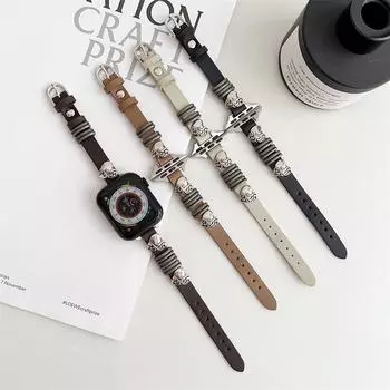 Ремешок для часов из натуральной кожи из телячьей кожи 38 мм, 40 мм, 41 мм для iwatch 8, 7, 6, 5, 4, 3 SE, сменный ремешок на запястье, 42 мм, 44 мм, 45 мм для Apple Watch 38mm 40mm 41mm чёрный