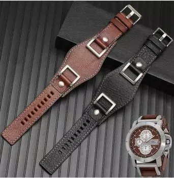 Ремешок для часов из натуральной кожи 24 мм для FOSSIL JR1156 JR1157 + пряжка коричневый/черный