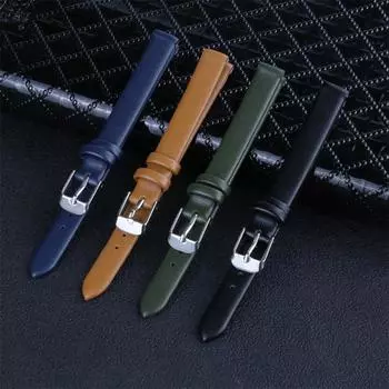 Ремешок для часов из натуральной кожи 8/10/12/14/16/18/20/22 мм Женский Мужской Коричневый Черный Ремешок 22mm чёрный
