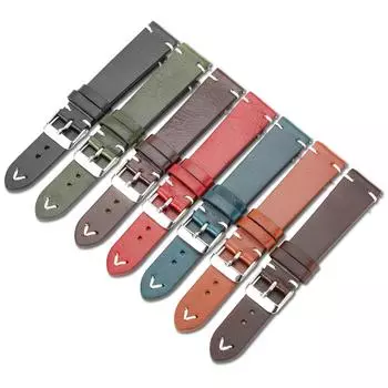 Ремешок для часов из натуральной кожи, 18-22 мм, браслет ручной работы, быстросъемный браслет, аксессуары для мужских часов 18mm кофейный