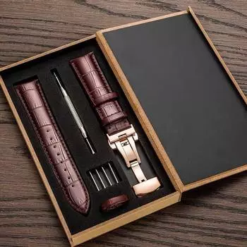 Ремешок для часов из натуральной кожи с коробкой, ремешок для часов, браслет с застежкой-бабочкой, 14/16 мм, 18 мм, 20 мм, 21 мм, 22 мм, 24 мм, ремешок на запястье, аксессуары для часов 18mm