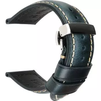 Ремешок для часов из натуральной кожи с пряжкой-бабочкой, стальная пряжка, раскладывающаяся застежка, коричневые кожаные ремешки для часов 18–26 мм 20mm