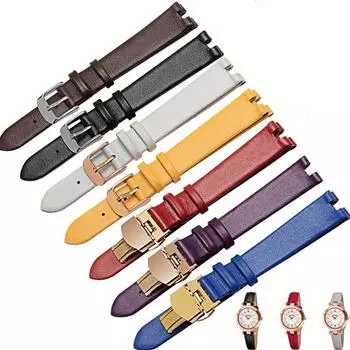 Ремешок для часов из натуральной кожи с женской совместимой пряжкой на цепочке для часов, вогнутый интерфейс, аксессуар 12 мм, 16 мм, 20 мм 12mm