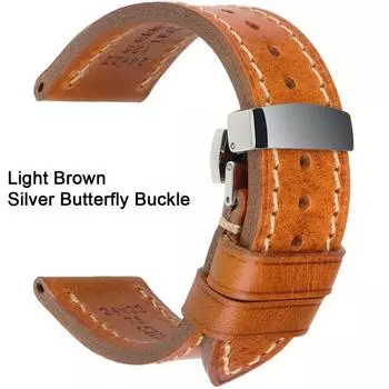 Ремешок для часов из натуральной кожи, ремешок для часов, пряжка из нержавеющей стали, застежка-бабочка, мужской и женский кожаный ремешок 20 мм, 22 мм, 24 мм 18mm