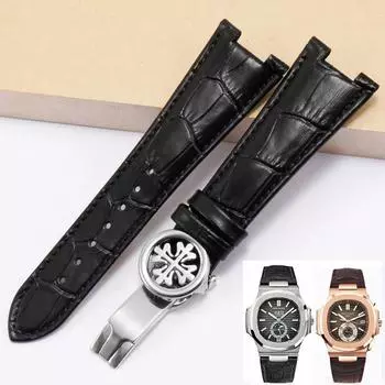 Ремешок для часов из натуральной кожи для Patek Philippe 5711 5712G, водонепроницаемый, вогнутая раскладывающаяся пряжка, ремешок для часов, 25 мм 25-12mm