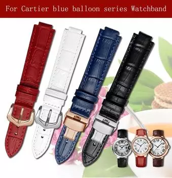 Ремешок для часов из натуральной кожи женский для серии Cartier blue balloon, ремешок для часов женский, вогнутый, выпуклый, интерфейс 14*8 мм 16*8 мм 18*11 14-8mm