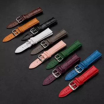 Ремешок для часов из натуральной кожи Bamboo Grain Cowhide - натуральная кожа, пряжка-пряжка, аксессуар для часов унисекс 20mm белый