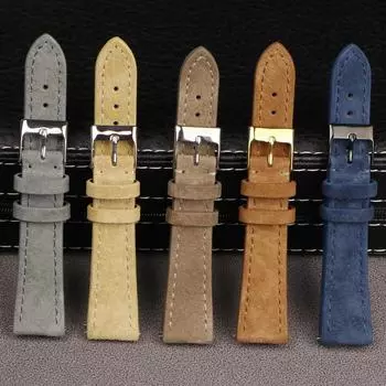 Ремешок для часов из натуральной замши, винтажный коричневый ремешок для часов 18 мм, 20 мм, 22 мм с быстросъемным ремешком для часов, аксессуары для браслетов 20mm gold buckle