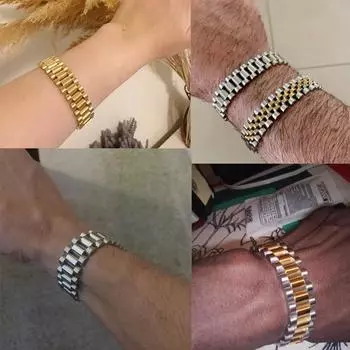 Ремешок для часов из нержавеющей стали 15 мм, 7 дюймов, 8 дюймов, 9 дюймов, мужские браслеты на цепочке, золотой цвет, регулируемая длина браслета, оптовая продажа 17CM серебряный