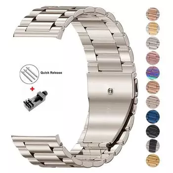 Ремешок для часов из нержавеющей стали 22 мм 20 мм для Samsung Galaxy Watch 6 5 4 Pro Classic 43 мм 45 мм 47 мм 46 мм Active2 Huawei GT3 4Pro Amazfit