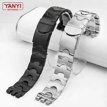 Ремешок для часов из нержавеющей стали для часов, ремешок 17 мм 19 мм, зубчатый интерфейс, наручные часы, мужской, женский, цельнометаллический ремешок для часов