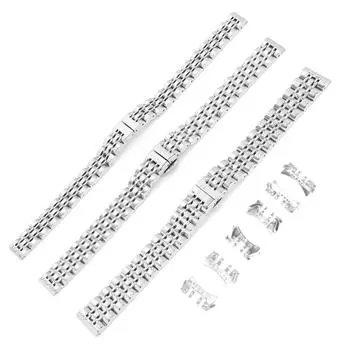 Ремешок для часов из нержавеющей стали с пряжкой-бабочкой, сменный ремешок для часов с регулируемой длиной 10mm / 0.4in