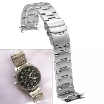 Ремешок для часов из нержавеющей стали с изогнутым концом 22 мм для Citizen Avion CA4210-24E CA4211-72L 22mm серебряный